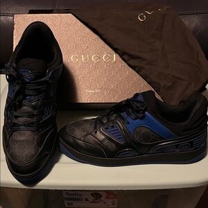 Gucci Men's Black and Blue Designer Sneakers